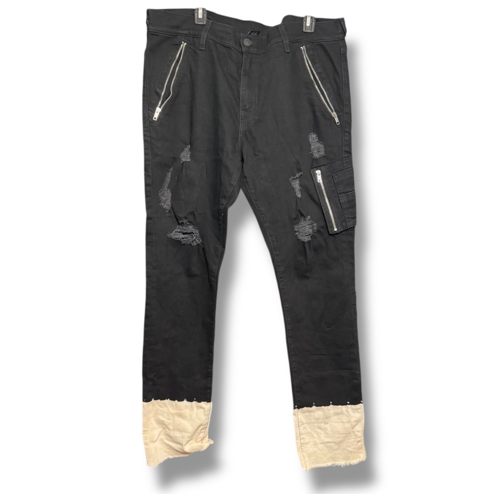True Religion Pants Men's 38 Black color Block Made USA New no Tags Micks zipper